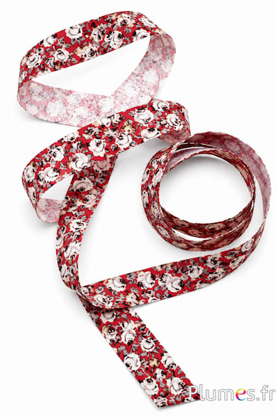 Band mit Blumenmuster - Breite 40 mm - rot